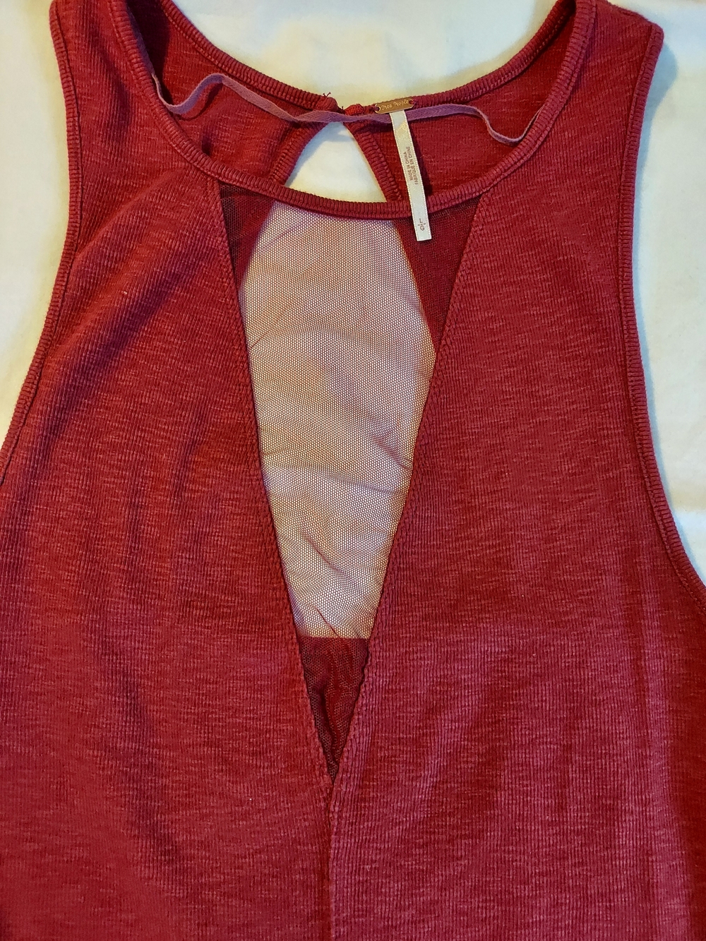 Free People Garnet Deep V-Neck Mesh Tank Top - L - Picture 7 of 8